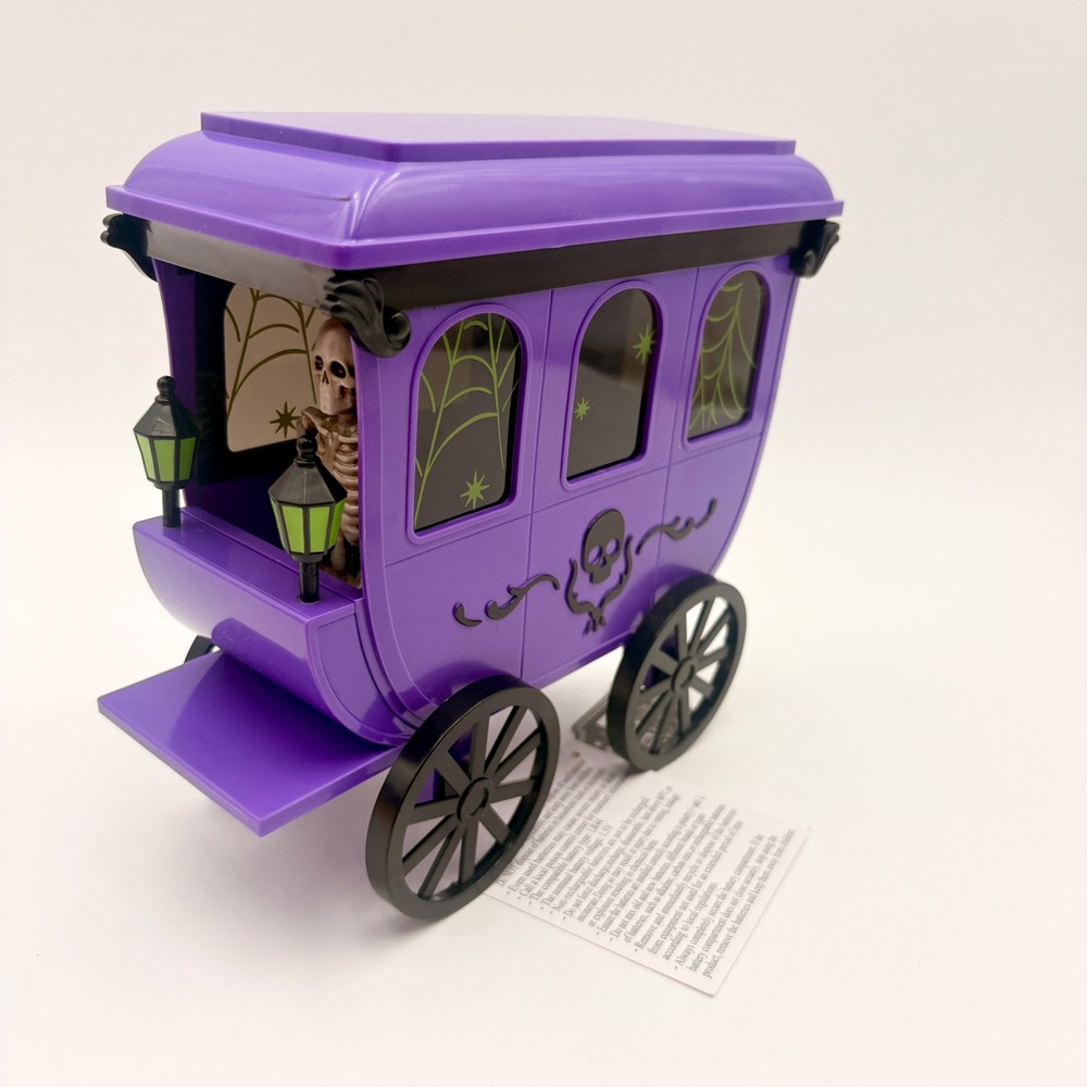 Halloween Light Up Skeleton Carriage Purple Green Glow Spooky Decor Tabletop
